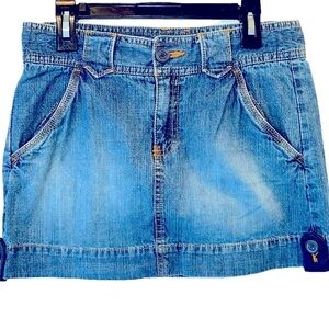 Ellemenno Jean Skirt, SZ 14, W 14”, L 12”, Button, Zip, Pockets, Like New